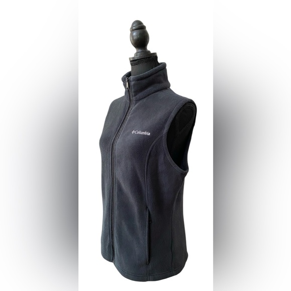 Columbia: Charcoal Black Fleece Zip Up Vest - Picture 4 of 15